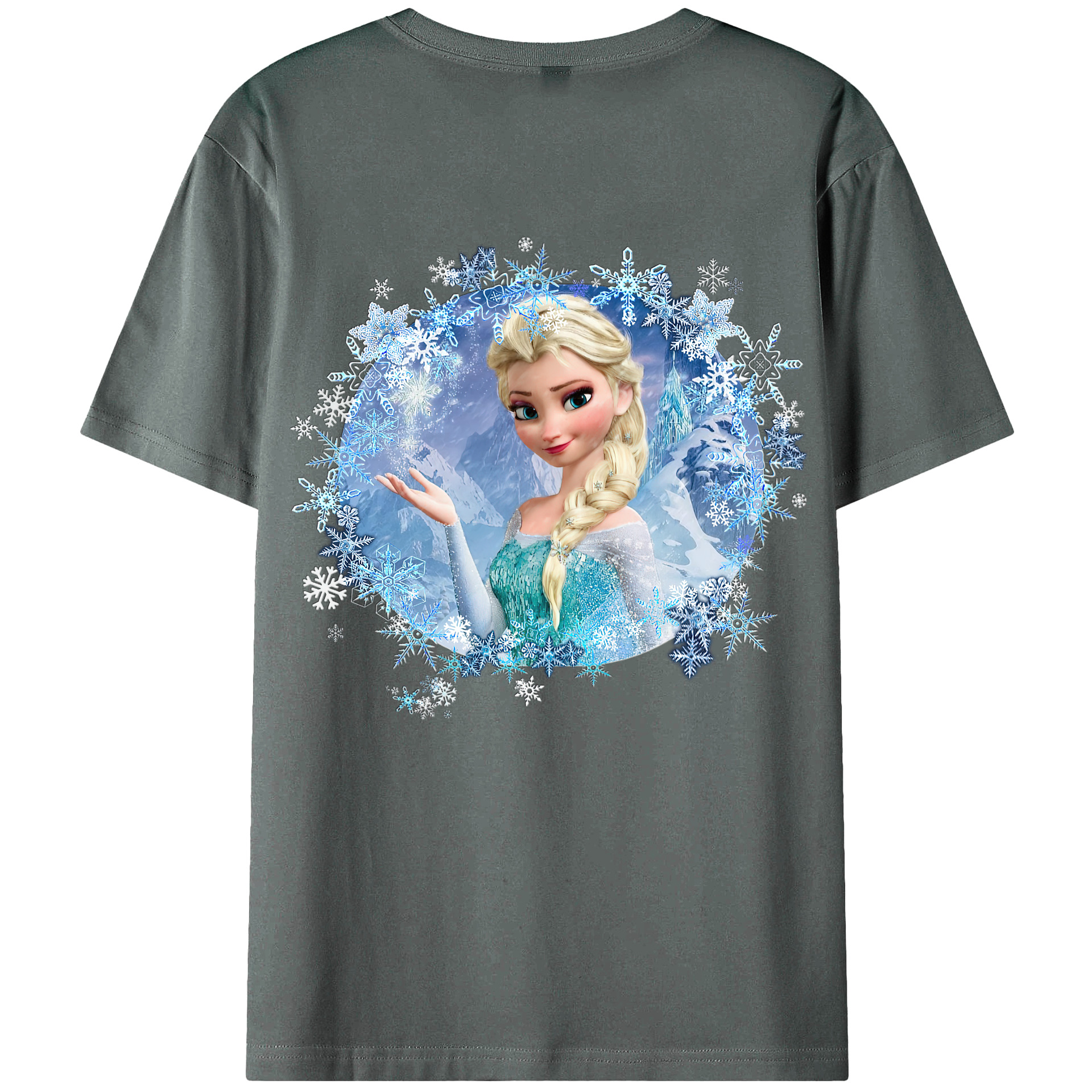 （画像用） アナと雪の女王 アンナ エルサ Frozen Anna Elsa 綿100％ メンズ半袖Tシャツ（バックプリント） 通気性